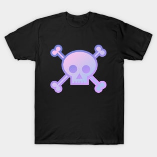 Skull and Crossbones Pirate Flag Pink Purple Gradient T-Shirt